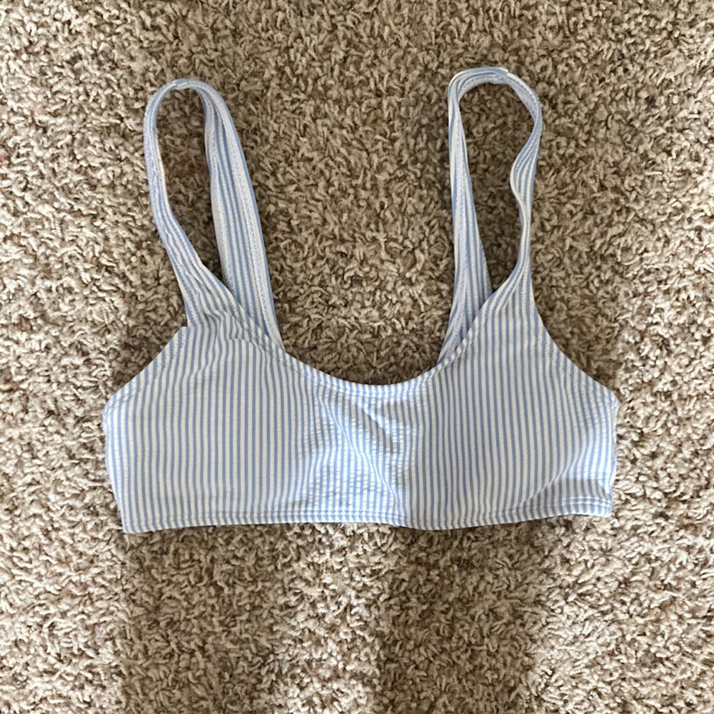 blue and white striped shein bikini